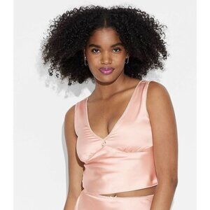 Wild Fable‎ Womens Satin Pink Sleeveless Top Size Large Fairy Babydoll Rose Y2K